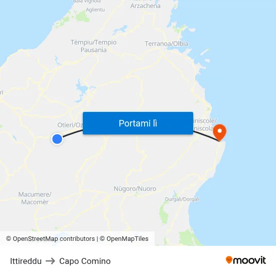 Ittireddu to Capo Comino map
