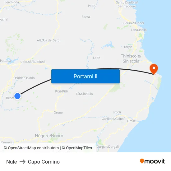 Nule to Capo Comino map