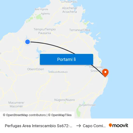 Perfugas Area Interscambio Ss672-Sp2 to Capo Comino map