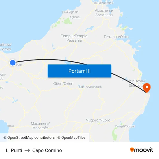 Li Punti to Capo Comino map