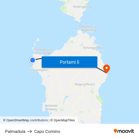 Palmadula to Capo Comino map