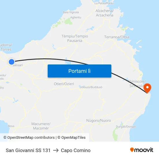 San Giovanni SS 131 to Capo Comino map