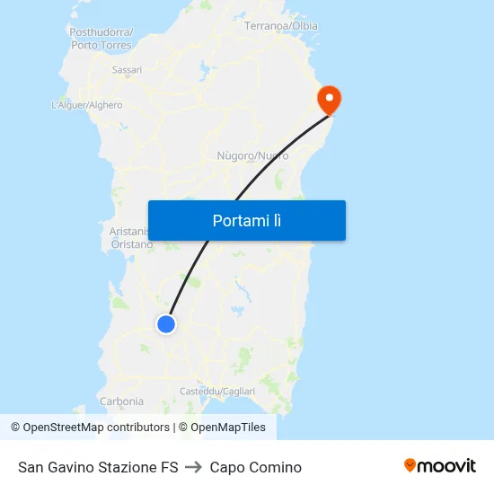 San Gavino Stazione FS to Capo Comino map