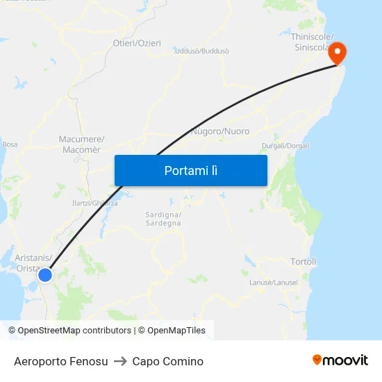 Aeroporto Fenosu to Capo Comino map