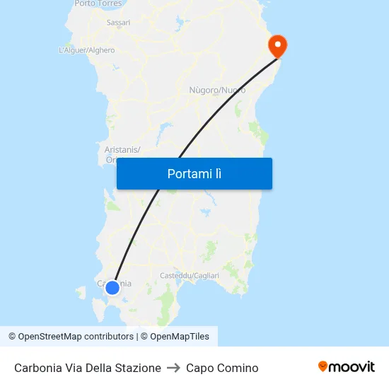 Carbonia Via Della Stazione to Capo Comino map