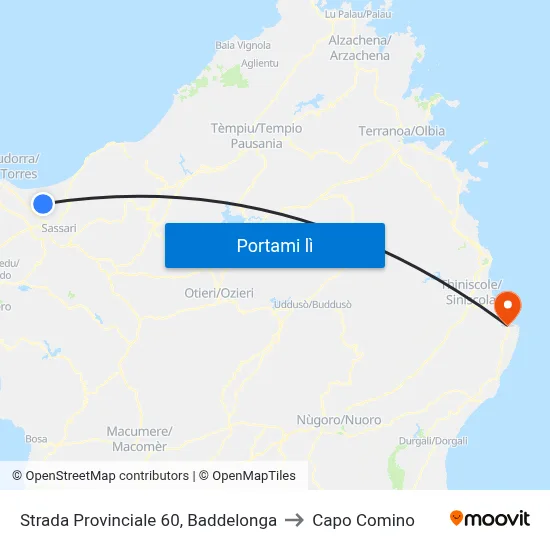 Strada Provinciale 60, Baddelonga to Capo Comino map