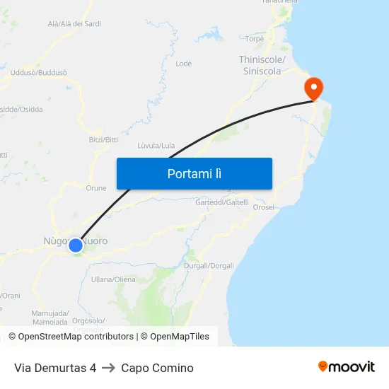 Via Demurtas 4 to Capo Comino map