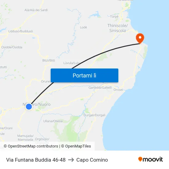 Via Funtana Buddia 46-48 to Capo Comino map