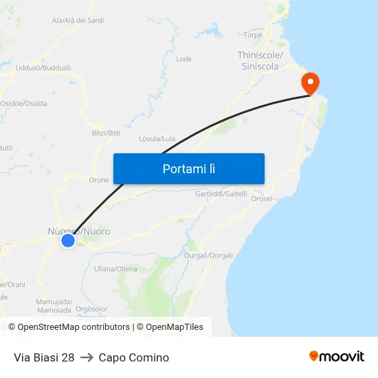 Via Biasi 28 to Capo Comino map