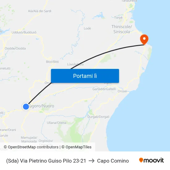 (Sda) Via Pietrino Guiso Pilo 23-21 to Capo Comino map