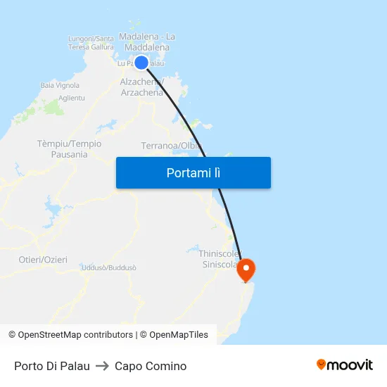 Porto Di Palau to Capo Comino map