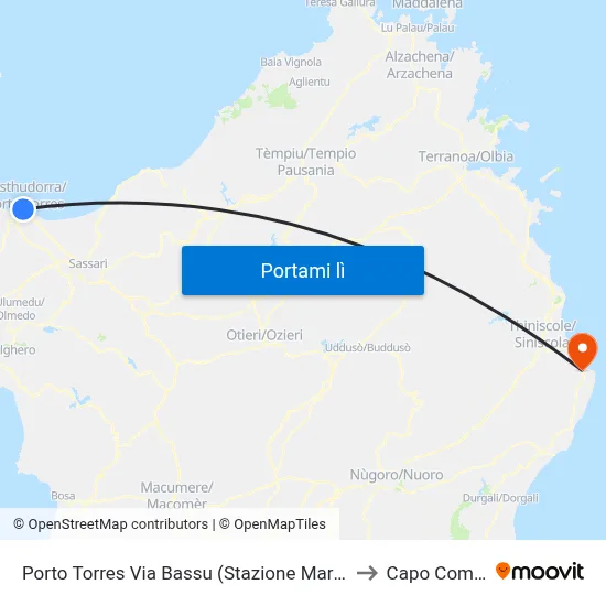 Porto Torres Via Bassu (Stazione Marittima) to Capo Comino map