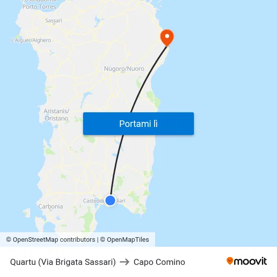 Quartu (Via Brigata Sassari) to Capo Comino map