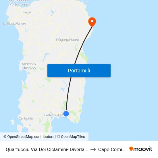 Quartucciu Via Dei Ciclamini- Diverland to Capo Comino map