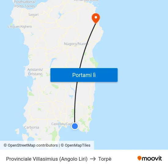 Provinciale Villasimius (Angolo Liri) to Torpè map