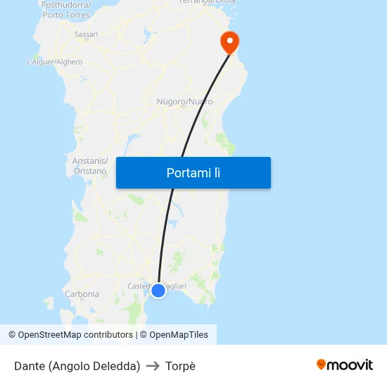 Dante (Angolo Deledda) to Torpè map