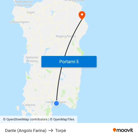 Dante (Angolo Farina) to Torpè map