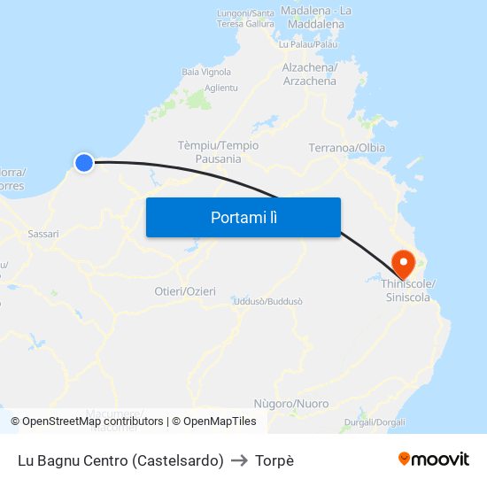 Lu Bagnu Centro (Castelsardo) to Torpè map