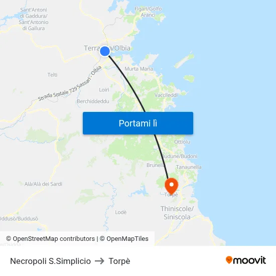 Necropoli S.Simplicio to Torpè map