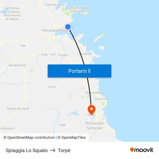 Spiaggia Lo Squalo to Torpè map