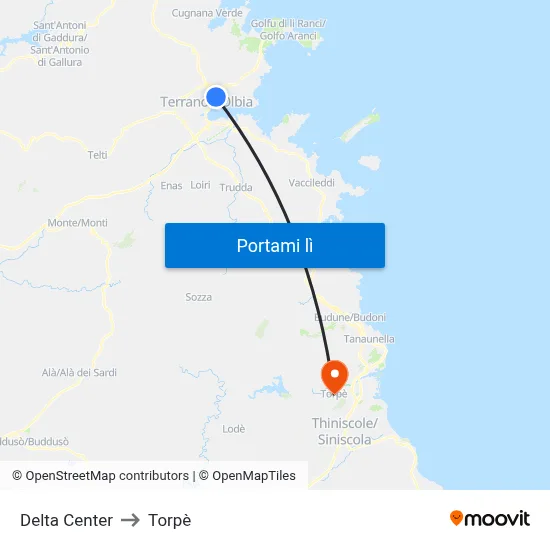 Delta Center to Torpè map