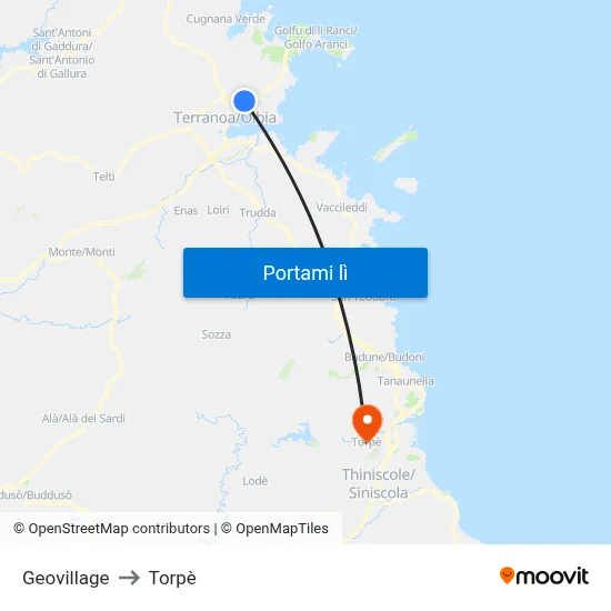 Geovillage to Torpè map