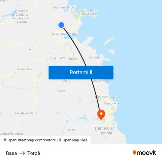 Basa to Torpè map