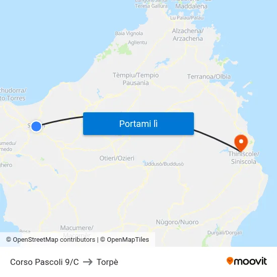 Corso Pascoli 9/C to Torpè map