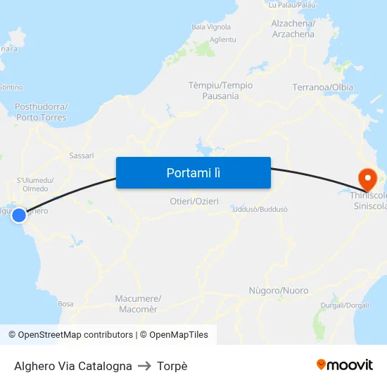 Alghero Via Catalogna to Torpè map