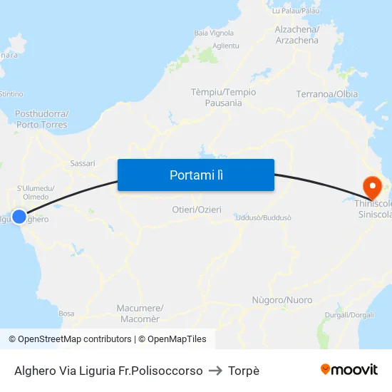 Alghero Via Liguria Fr.Polisoccorso to Torpè map