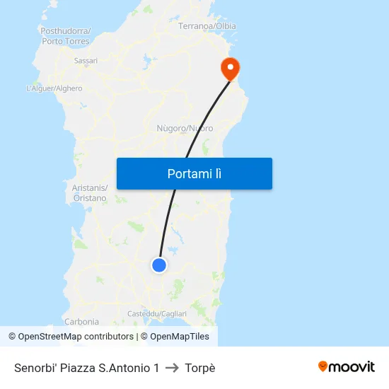 Senorbi' Piazza S.Antonio 1 to Torpè map