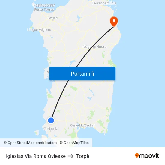 Iglesias Via Roma Oviesse to Torpè map