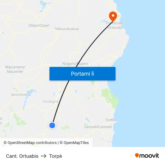 Cant. Ortuabis to Torpè map