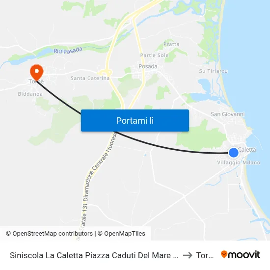 Siniscola La Caletta Piazza Caduti Del Mare 11 to Torpè map