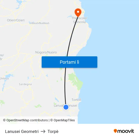 Lanusei Geometri to Torpè map