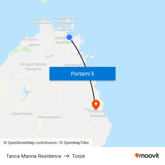 Tanca Manna Residence to Torpè map