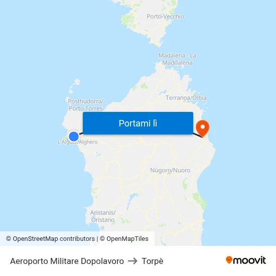 Aeroporto Militare Dopolavoro to Torpè map