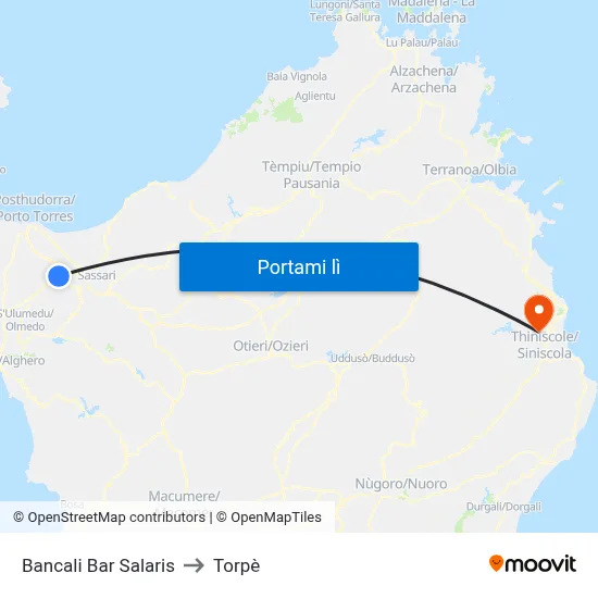 Bancali Bar Salaris to Torpè map