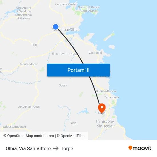 Olbia, Via San Vittore to Torpè map