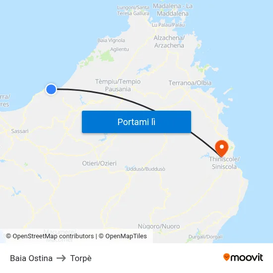 Baia Ostina to Torpè map