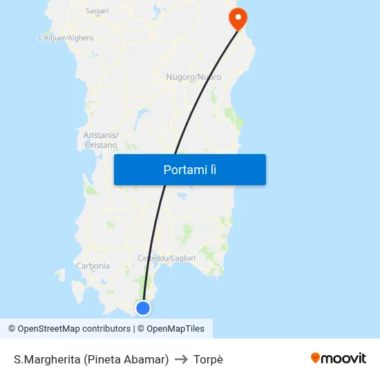 S.Margherita (Pineta Abamar) to Torpè map
