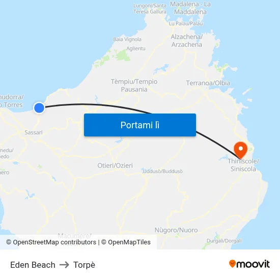 Eden Beach to Torpè map