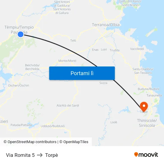 Via Romita 5 to Torpè map