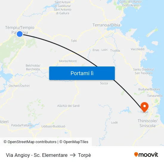 Via Angioy - Sc. Elementare to Torpè map