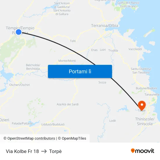 Via Kolbe Fr 18 to Torpè map