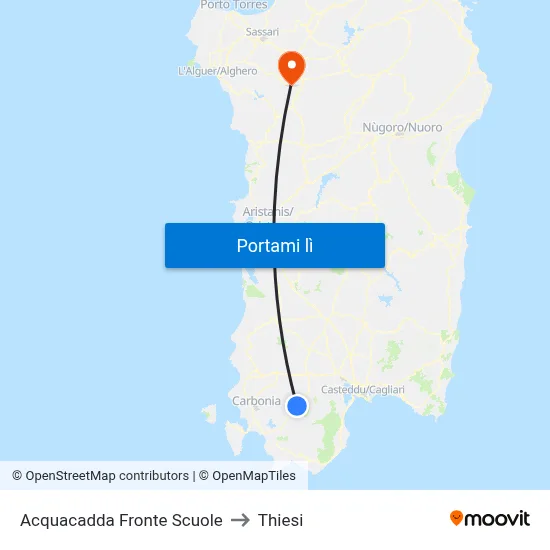 Acquacadda Fronte Scuole to Thiesi map