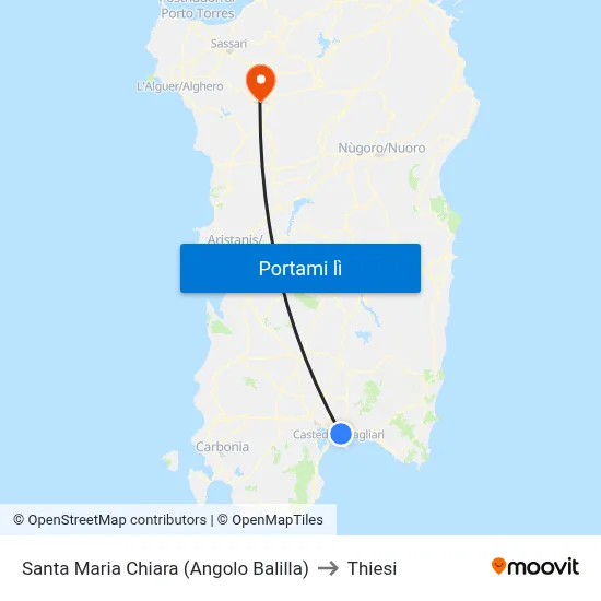 Santa Maria Chiara (Angolo Balilla) to Thiesi map