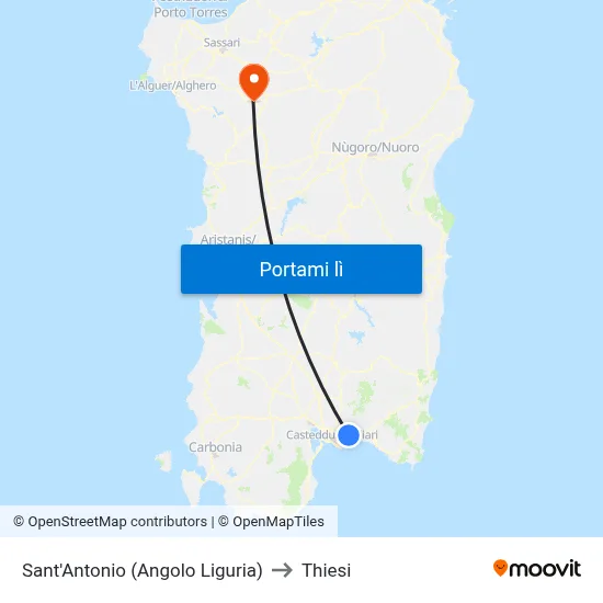 Sant'Antonio (Angolo Liguria) to Thiesi map