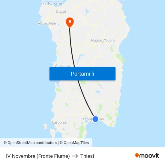 IV Novembre (Fronte Fiume) to Thiesi map