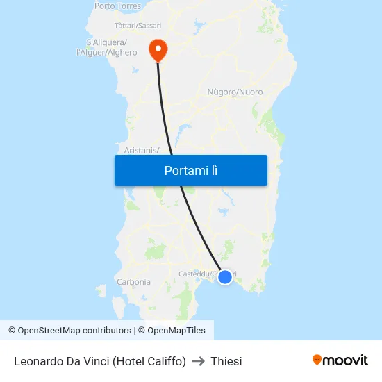 Leonardo Da Vinci (Hotel Califfo) to Thiesi map
